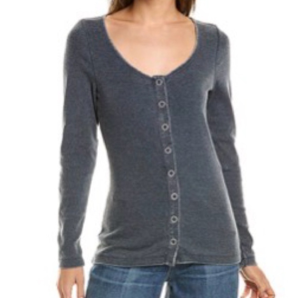 Chaser Long Sleeve Snap-Up Ribbed Top